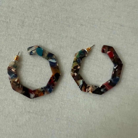 Colorful Hexagon Acrylic Earring - Picture 2 of 9